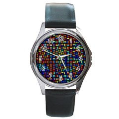 Geometric Colorful Square Rectangle Round Metal Watch by Pakjumat