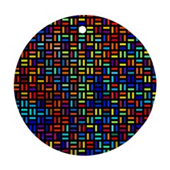Geometric Colorful Square Rectangle Ornament (round)