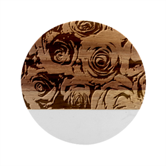 Colorful Roses Bouquet Rainbow Marble Wood Coaster (round)