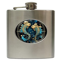 Fish Star Sign Hip Flask (6 oz)