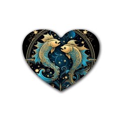 Fish Star Sign Rubber Coaster (Heart)