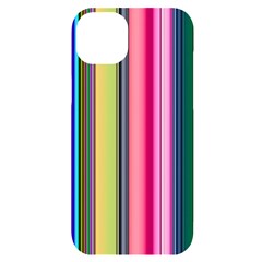 Pastel Colors Striped Pattern Iphone 14 Plus Black Uv Print Case by Pakjumat