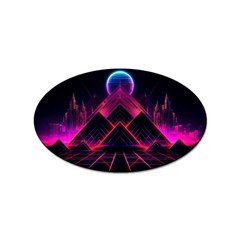 Synthwave City Retrowave Wave Sticker Oval (10 Pack) by Pakjumat