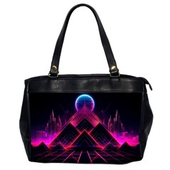 Synthwave City Retrowave Wave Oversize Office Handbag (2 Sides) by Pakjumat