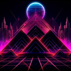 Synthwave City Retrowave Wave Play Mat (rectangle)