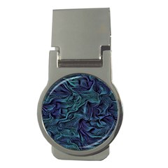 Abstract Blue Wave Texture Patten Money Clips (round)  by Pakjumat