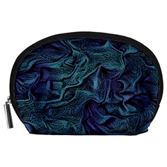 Abstract Blue Wave Texture Patten Accessory Pouch (large) by Pakjumat