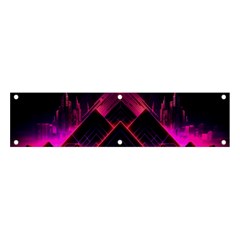 Synthwave City Retrowave Wave Banner And Sign 4  X 1  by Pakjumat