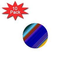 Color Lines Slanting Green Blue 1  Mini Buttons (10 Pack)  by Pakjumat