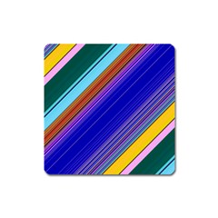 Color Lines Slanting Green Blue Square Magnet by Pakjumat
