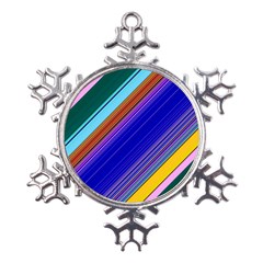 Color Lines Slanting Green Blue Metal Large Snowflake Ornament by Pakjumat
