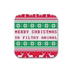 Merry Christmas Ya Filthy Animal Rubber Square Coaster (4 Pack) by Pakjumat