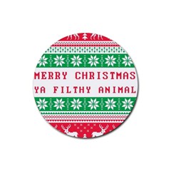 Merry Christmas Ya Filthy Animal Rubber Round Coaster (4 Pack) by Pakjumat