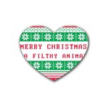 Merry Christmas Ya Filthy Animal Rubber Heart Coaster (4 pack) Front