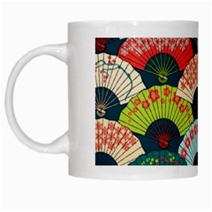 Japanese Fans Bright Pattern White Mug by Pakjumat