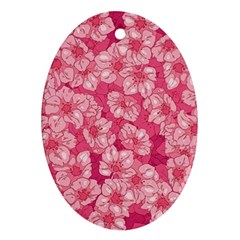 Cute Pink Sakura Flower Pattern Ornament (oval)