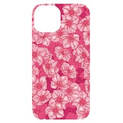 Cute Pink Sakura Flower Pattern Iphone 14 Black Uv Print Case by Pakjumat