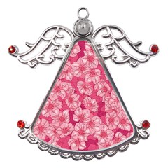 Cute Pink Sakura Flower Pattern Metal Angel With Crystal Ornament by Pakjumat