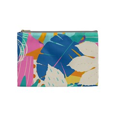 Exotic Leaves Flower Plant And Branches Art Print Botanical Pattern Cosmetic Bag (medium) by Pakjumat