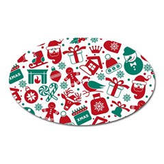 Background Vector Texture Christmas Winter Pattern Seamless Oval Magnet by Pakjumat