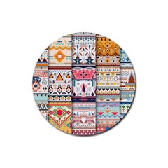 Pattern Texture Multi Colored Variation Rubber Coaster (round) by Pakjumat