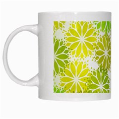 Flowers Green Texture With Pattern Leaves Shape Seamless White Mug by Pakjumat