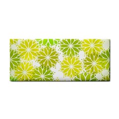 Flowers Green Texture With Pattern Leaves Shape Seamless Hand Towel by Pakjumat