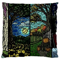 Four Assorted Illustrations Collage Winter Autumn Summer Picture Large Cushion Case (one Side) by Pakjumat