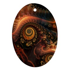 Paisley Abstract Fabric Pattern Floral Art Design Flower Oval Ornament (Two Sides)