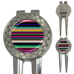 Horizontal Lines Colorful 3-in-1 Golf Divots