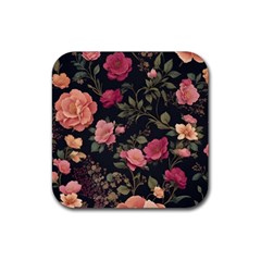 Flower Pattern Rubber Coaster (square) by Pakjumat