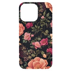 Flower Pattern Iphone 14 Pro Max Black Uv Print Case