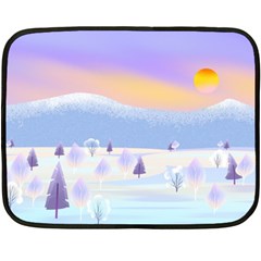 Vector Winter Landscape Sunset Evening Snow Fleece Blanket (mini) by Pakjumat