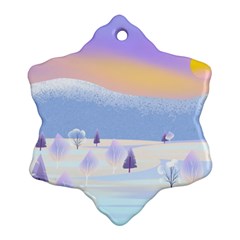 Vector Winter Landscape Sunset Evening Snow Snowflake Ornament (two Sides) by Pakjumat