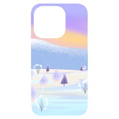 Vector Winter Landscape Sunset Evening Snow Iphone 14 Pro Black Uv Print Case by Pakjumat