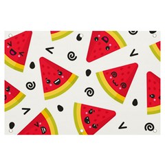 Cute Smiling Watermelon Seamless Pattern White Background Banner And Sign 6  X 4  by Pakjumat