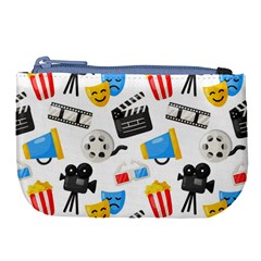 Cinema Icons Pattern Seamless Signs Symbols Collection Icon Large Coin Purse by Pakjumat