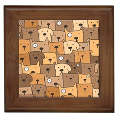 Cute Dog Seamless Pattern Background Framed Tile