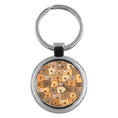 Cute Dog Seamless Pattern Background Key Chain (round) by Pakjumat