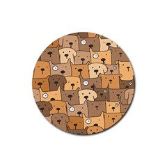 Cute Dog Seamless Pattern Background Rubber Round Coaster (4 Pack) by Pakjumat