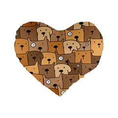 Cute Dog Seamless Pattern Background Standard 16  Premium Heart Shape Cushions