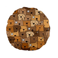 Cute Dog Seamless Pattern Background Standard 15  Premium Flano Round Cushions