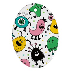 Funny Monster Pattern Oval Ornament (two Sides) by Pakjumat