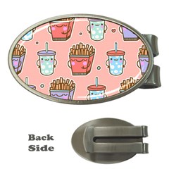 Cute Kawaii Food Seamless Pattern Money Clips (oval)  by Pakjumat