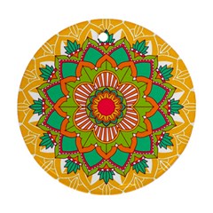 Mandala Patterns Yellow Round Ornament (two Sides) by Pakjumat
