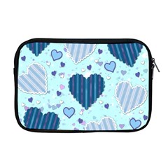 Hearts Pattern Paper Wallpaper Blue Background Apple Macbook Pro 17  Zipper Case by Pakjumat