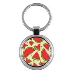 Cute Watermelon Seamless Pattern Key Chain (round) by Pakjumat