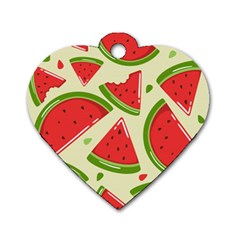 Cute Watermelon Seamless Pattern Dog Tag Heart (two Sides) by Pakjumat