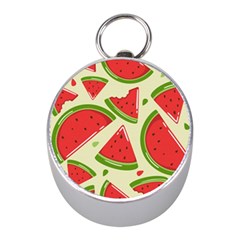 Cute Watermelon Seamless Pattern Mini Silver Compasses