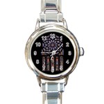 Chartres Cathedral Notre Dame De Paris Stained Glass Round Italian Charm Watch Front